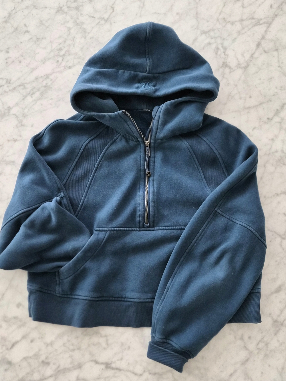 Lululemon Women's Half-Zip Hooded Sweatshirt in Teal Blue